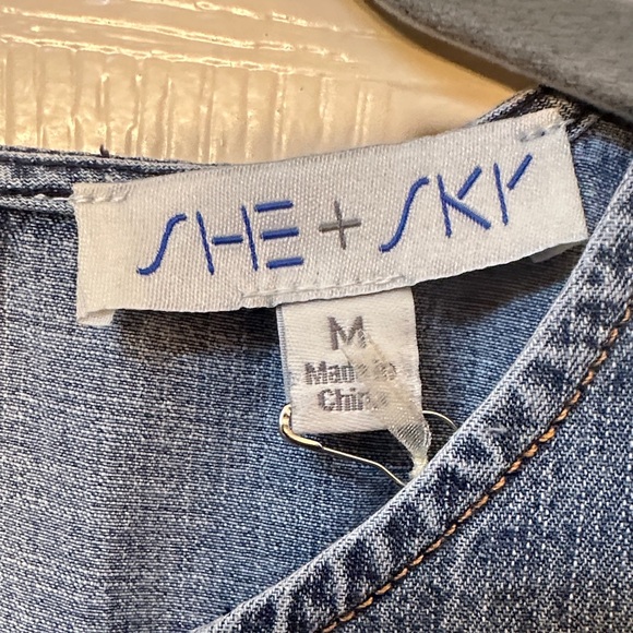 She + Sky Blue Denim Casual Dress - Picture 2 of 9